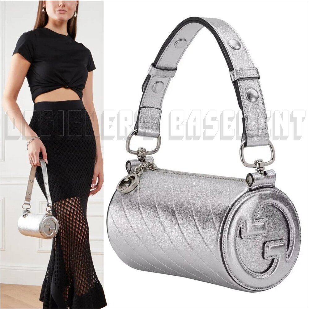 Gucci Metallic Silver Barrel Shoulder Bag
